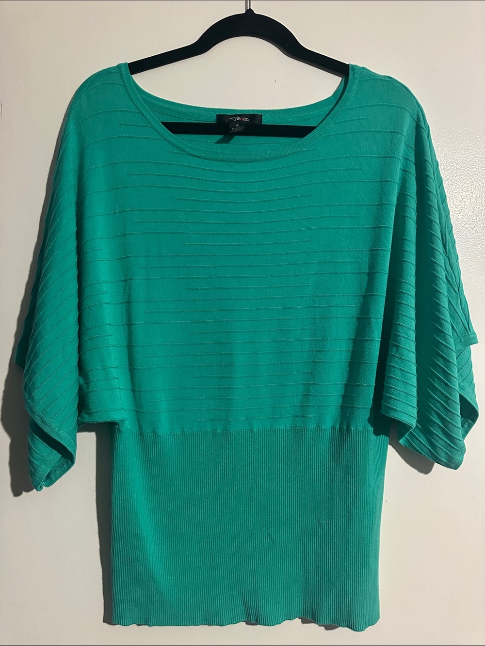Style & Co. Teal Ribbed Dolman Knit Top